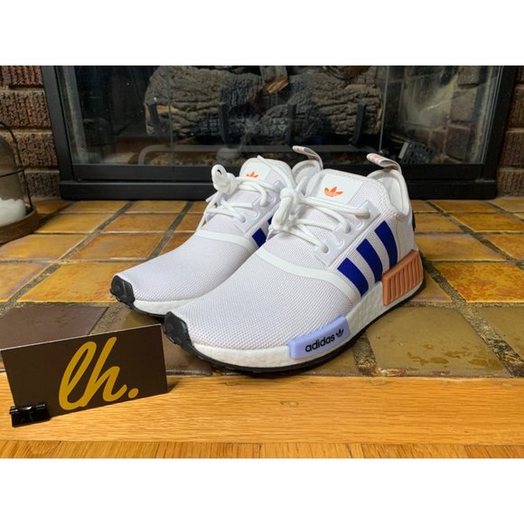 Youth 6.5 Adidas NMD R1 J “White Blue Pink” Athletic Running Sneakers ID9789 - Picture 2 of 7